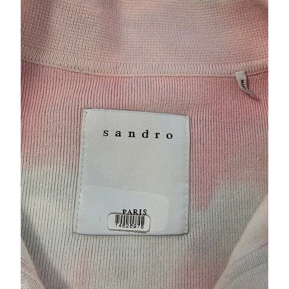 Sandro 2 (6) womens cropped shaket tie-dye retro long sleeve knit smile applique - Picture 6 of 12